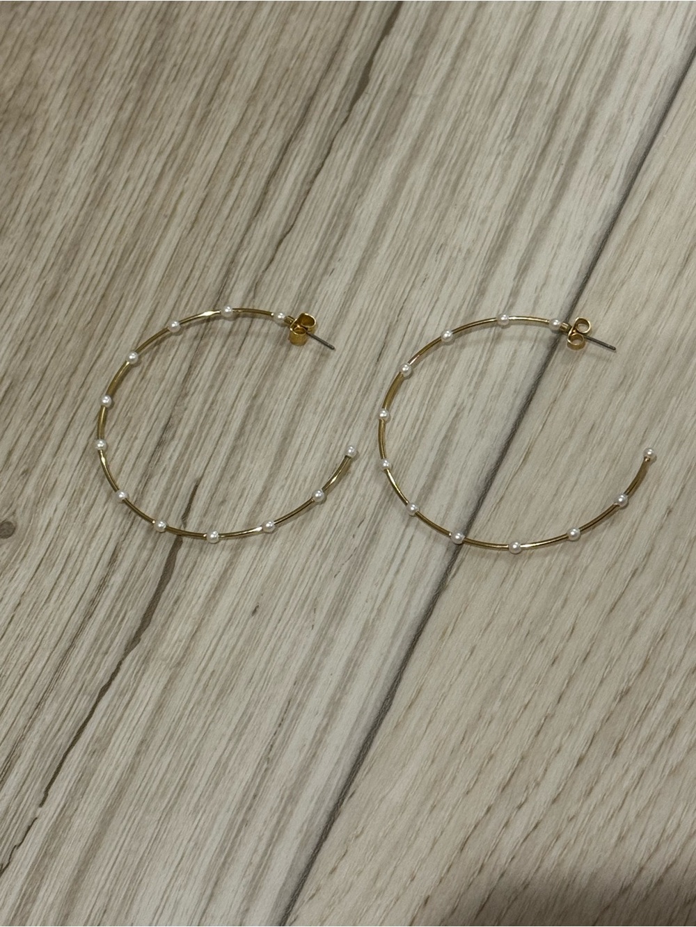 Delicate Gold Pearl-Accented Hoop Earrings - Women Jewelry